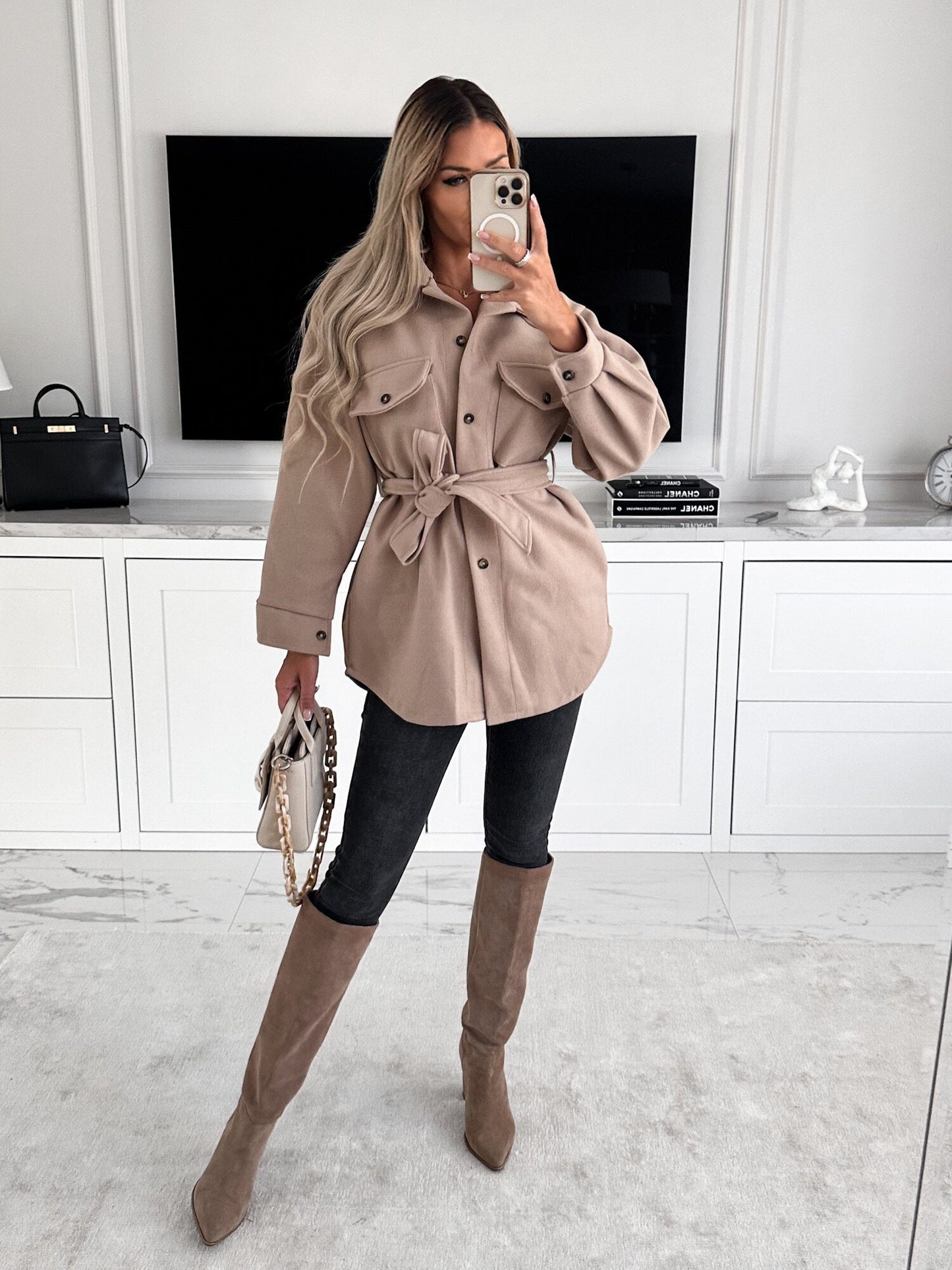 Belted Button-Front Short Coat | Flattering Waist Tie | Wool-Blend Fabric | Chic Fall & Winter Outerwear