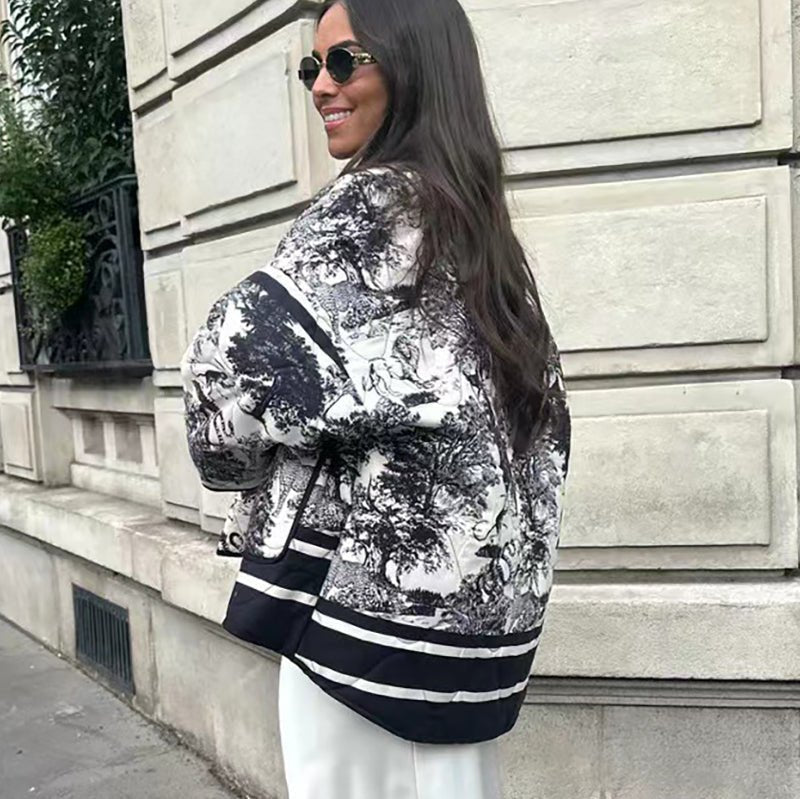 Statement Quilted Jacket | Artistic Print Design | Lightweight & Stylish | Casual Layer