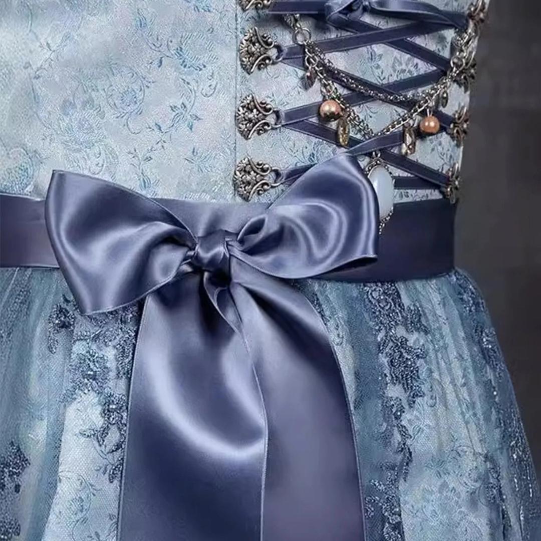 Women's Lace-Up Dirndl Dress | Bavarian-Inspired Lace Midi Dress | Oktoberfest and Special Occasion Wear