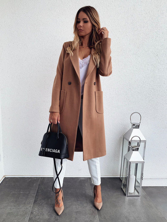 Classic Tailored Long Coat | Sophisticated Silhouette | Wool Blend | Office & Casual Wear