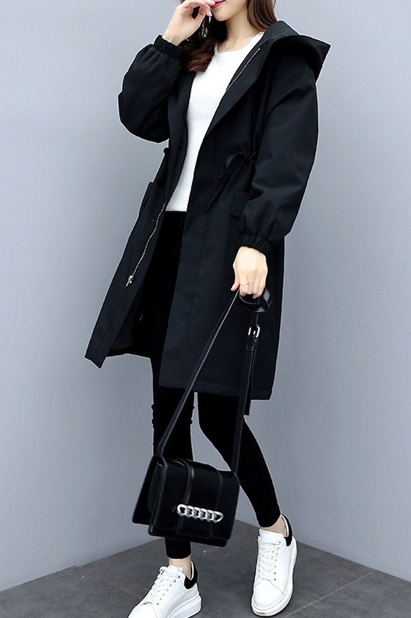 Fleece-Lined Hooded Jacket | Water-Resistant Design | Black | Casual Weather Protection