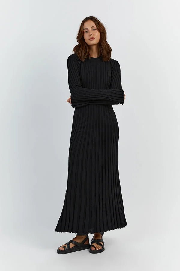 Ribbed Knit Maxi Dress | Soft Comfort | Long-Sleeve Design | Elegant Minimalism
