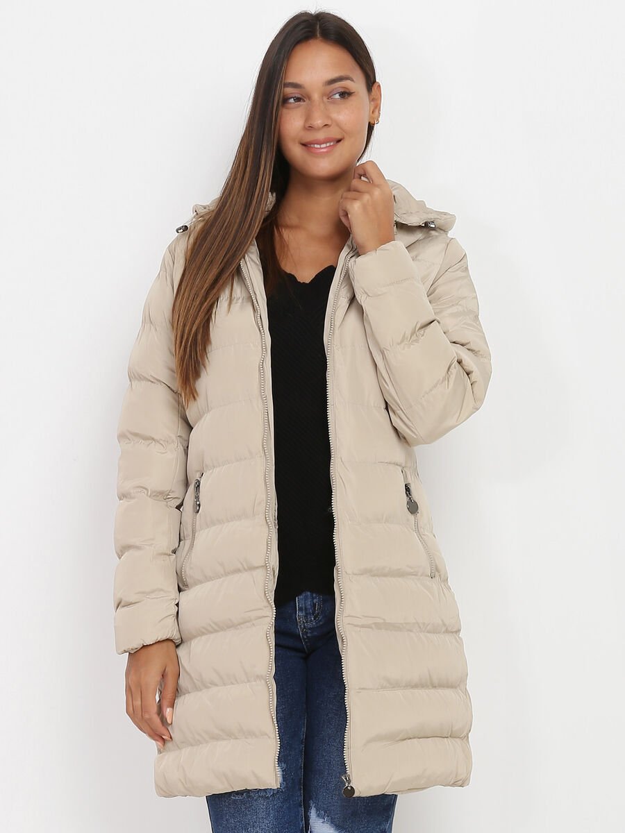 Long Hooded Puffer Coat | Water-Resistant | Polyester Fill | Winter Comfort