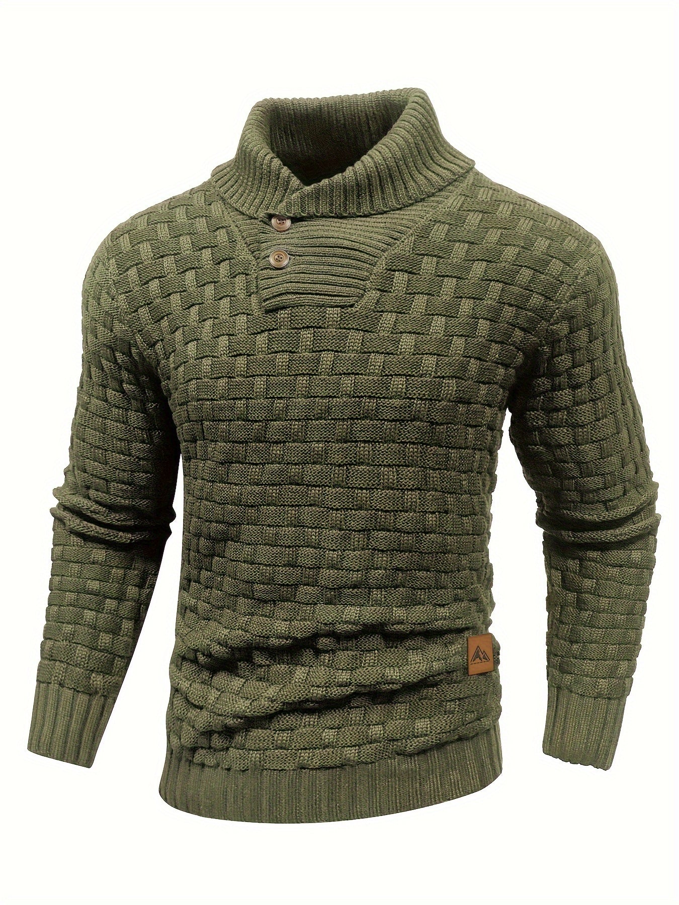 Men's Shawl Collar Knit Sweater | Textured Pullover | Warm Fall Layer