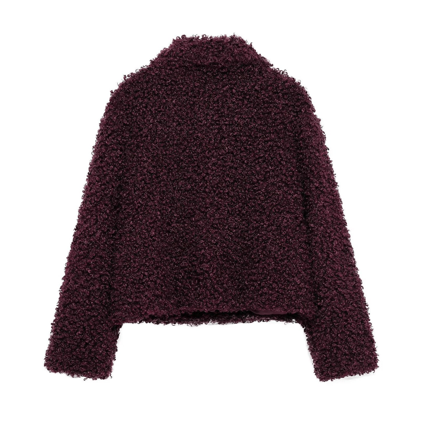 Cropped Faux Shearling Jacket | Textured Teddy Style | Cozy Polyester Blend | Trendy Winter Outerwear