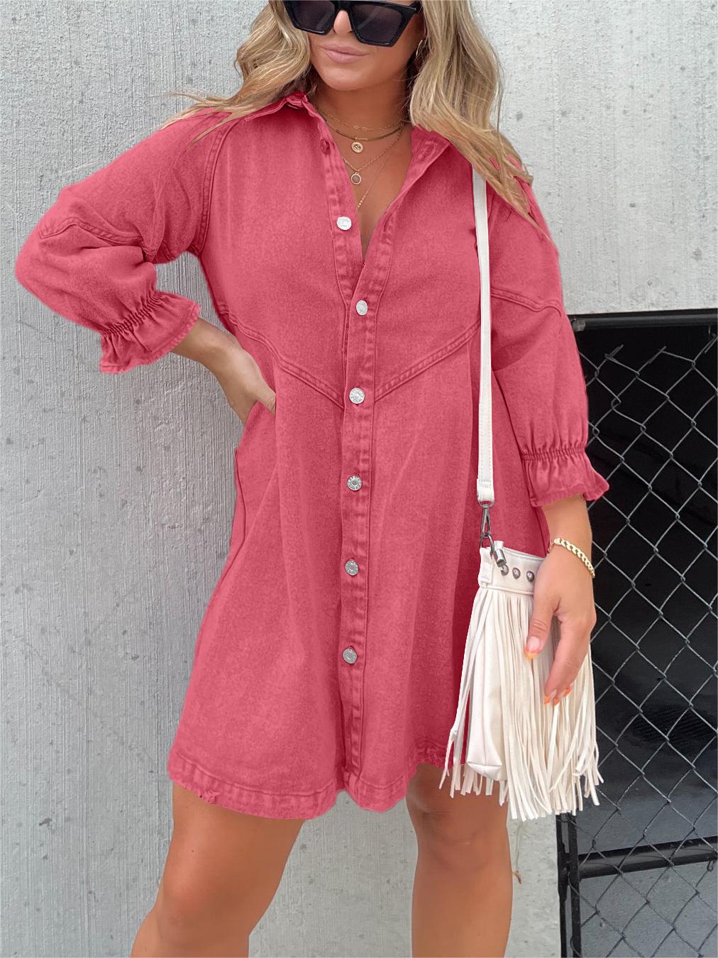 Casual Denim Shirt Dress | Button-Down & Relaxed Fit | Everyday Versatility