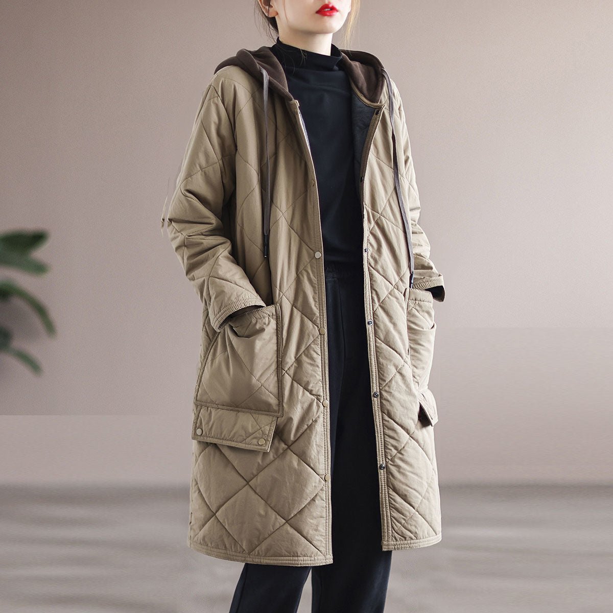 Quilted Hooded Long Coat | Lightweight Warmth | Relaxed Fit | Casual Outerwear