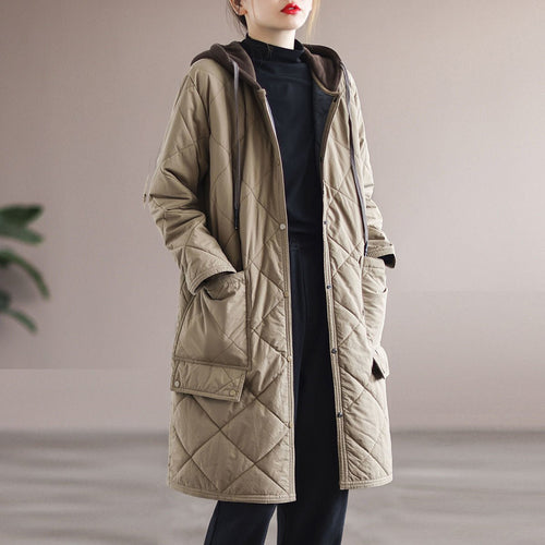 Quilted Hooded Long Coat | Lightweight Warmth | Relaxed Fit | Casual Outerwear