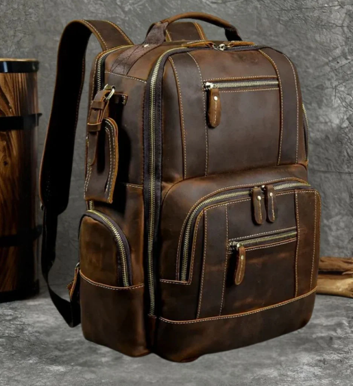 Men’s Leather Backpack | Vintage Laptop Bag | Travel & Work Daypack