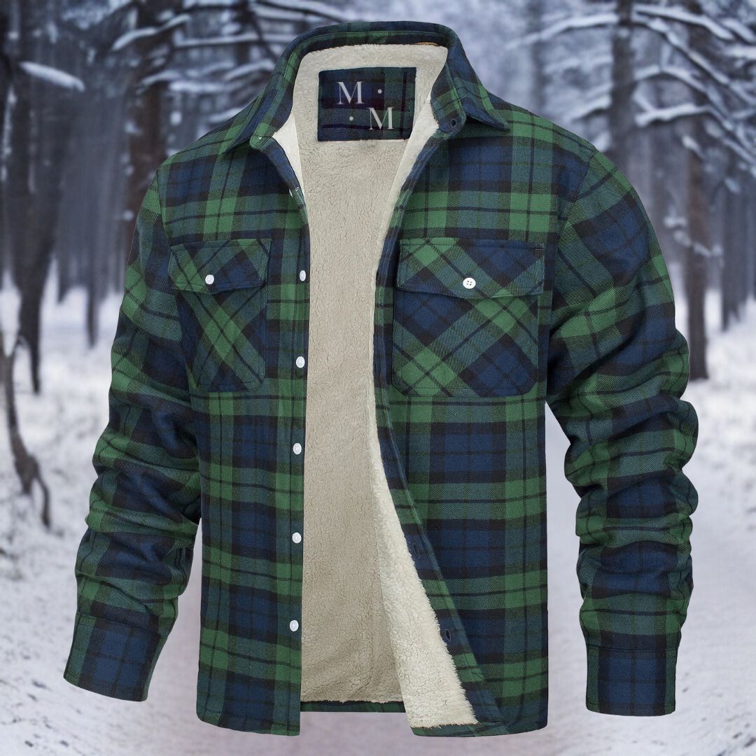 Men's Sherpa-Lined Flannel Jacket | Button-Up Shacket | Warm Plaid Outerwear