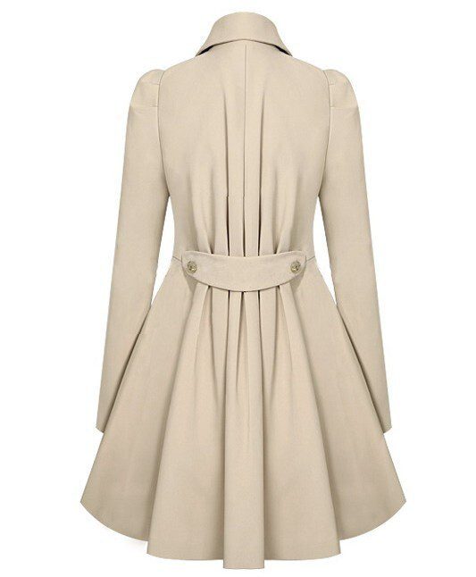 Flared Double-Breasted Coat | Polyester Blend | Elegant and Timeless