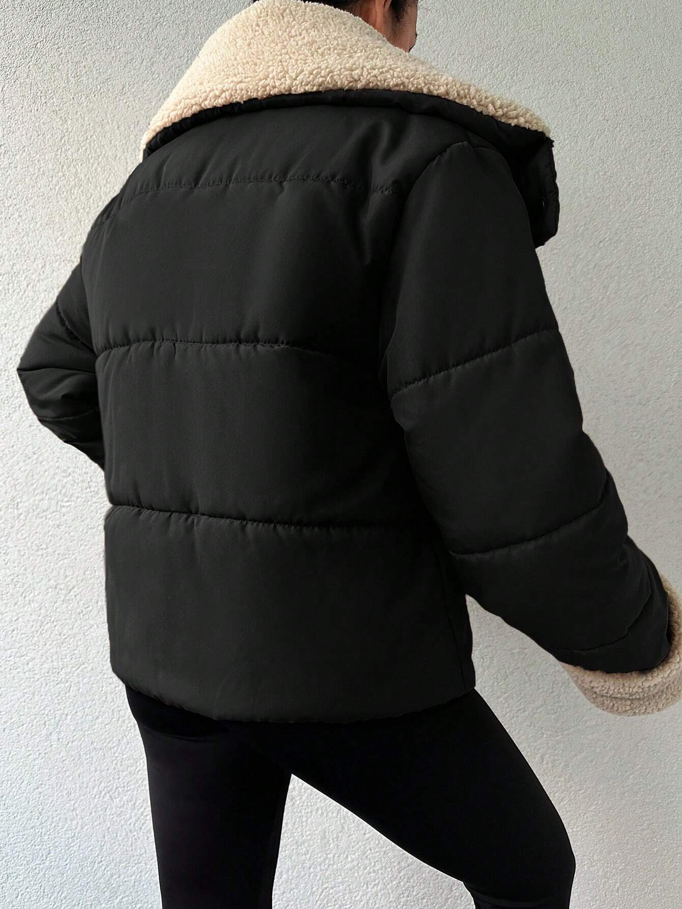 Insulated Puffer Jacket | Faux Shearling Trim | Windproof Polyester Shell | Casual Winter Wear