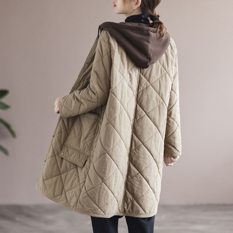 Quilted Hooded Long Coat | Lightweight Warmth | Relaxed Fit | Casual Outerwear