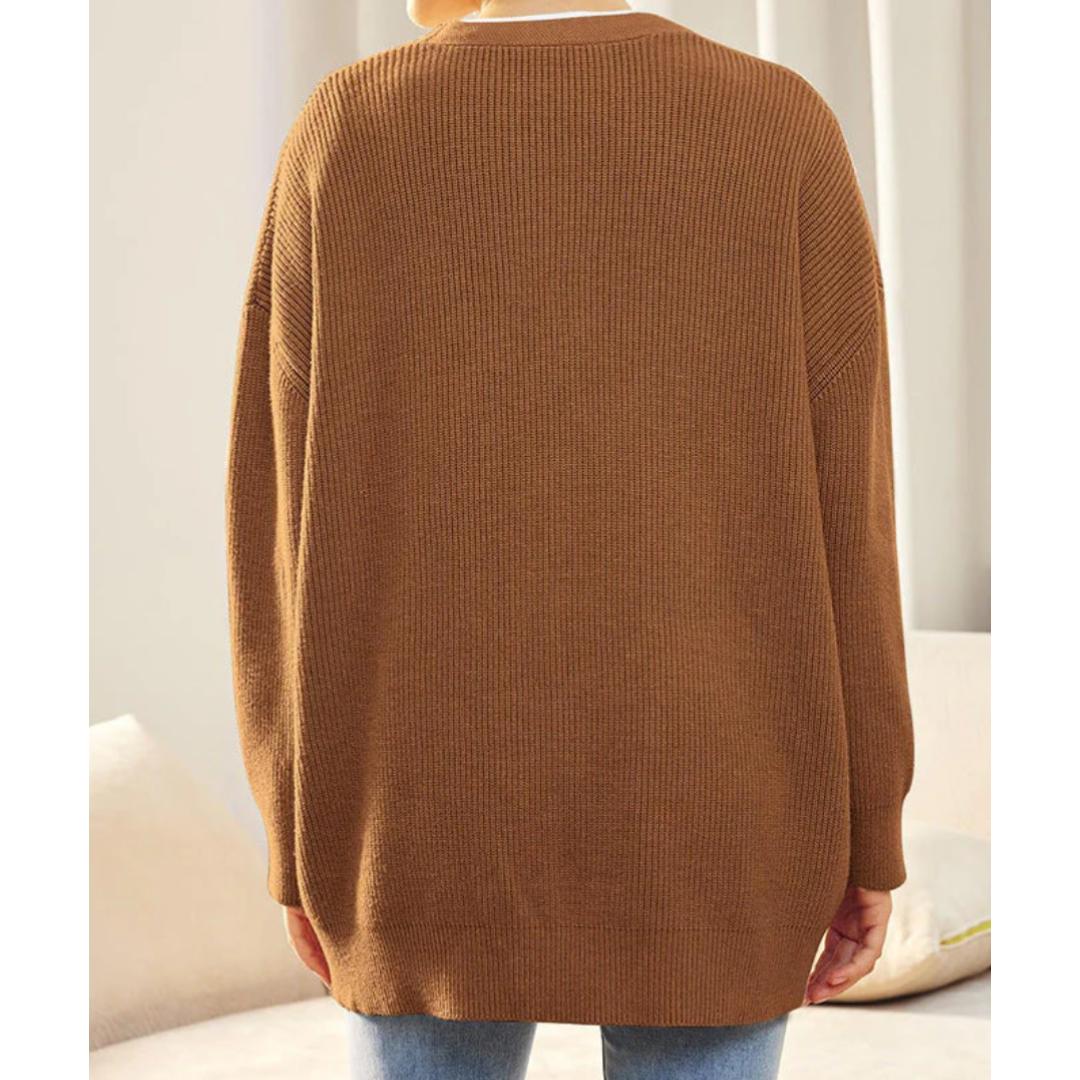 Ribbed Knit Button Cardigan | Relaxed Fit with Drop Shoulders | Soft Casual Layer