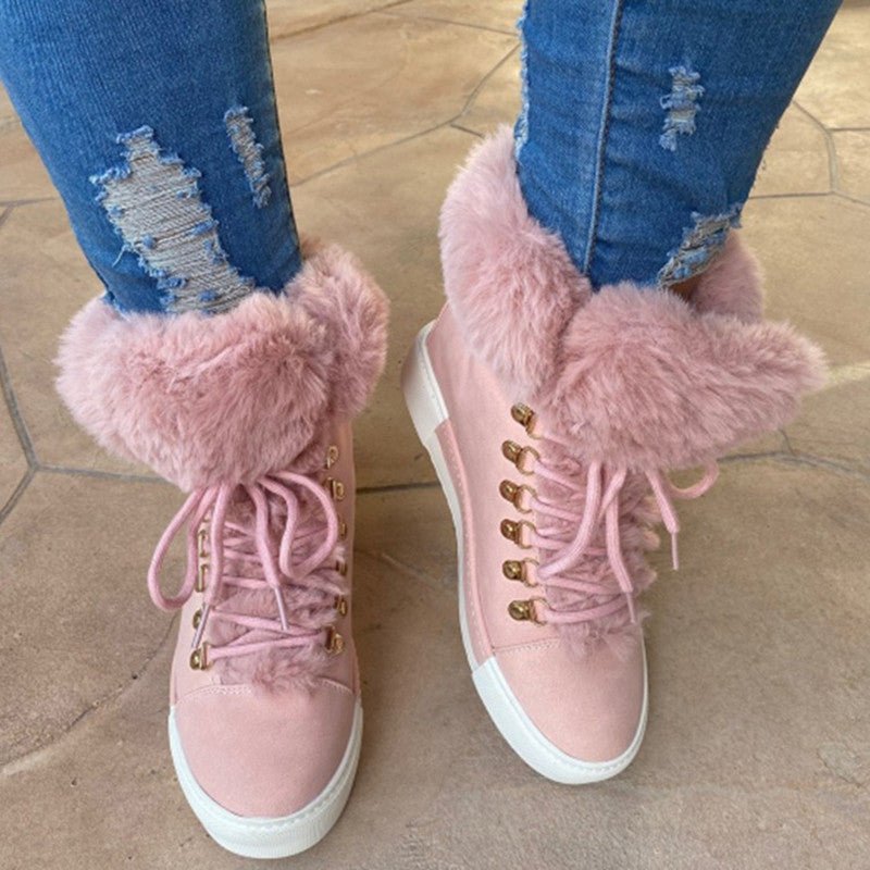 Cozy Winter Sneakers | Faux Fur Lined | Lace-Up Design | Casual Comfort