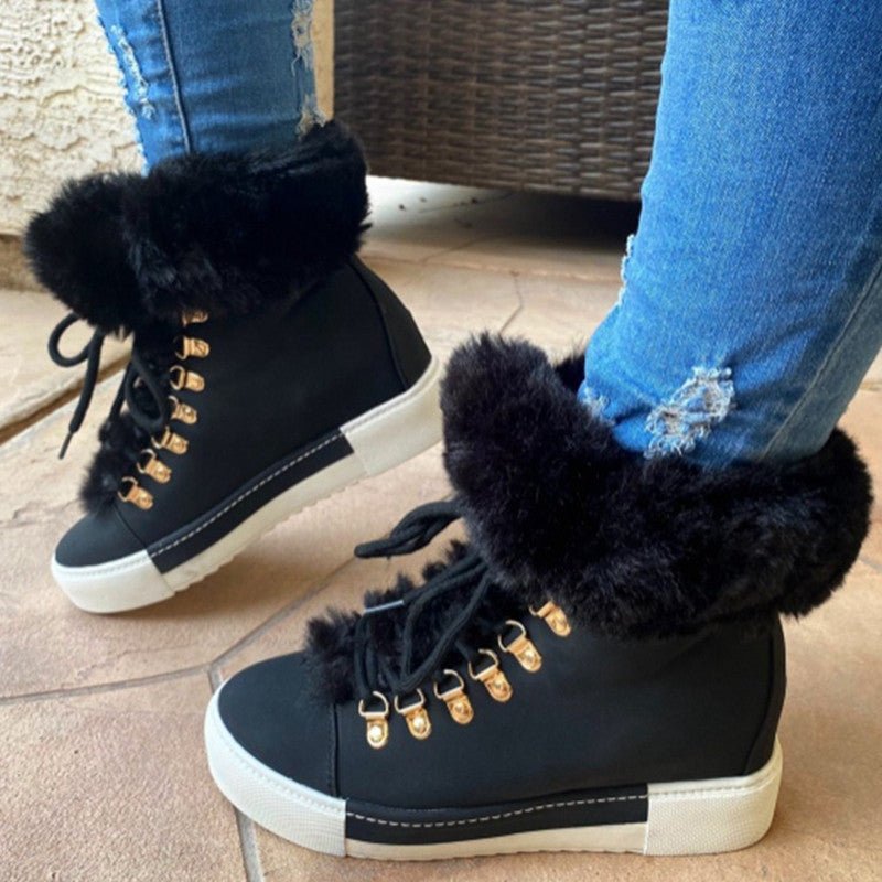 Cozy Winter Sneakers | Faux Fur Lined | Lace-Up Design | Casual Comfort