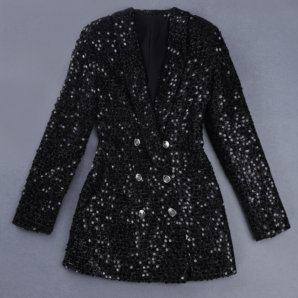 Sequin Blazer Dress | Double-Breasted Design | Party-Ready Elegance | Evening Wear