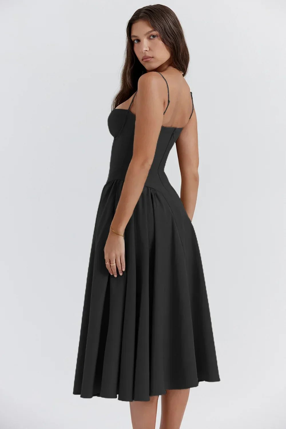 Bustier Midi Dress | Fit-and-Flare Silhouette | Soft Cotton Blend