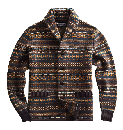 Shawl Collar Knit Cardigan | Soft Acrylic Blend | Heritage Pattern
