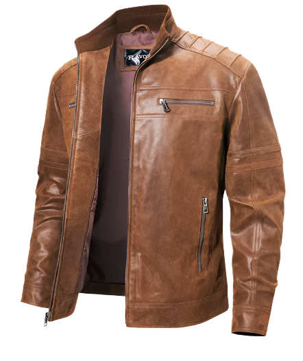 Men's Faux Leather Moto Jacket | Zip Pockets | Lightweight Fall Outerwear