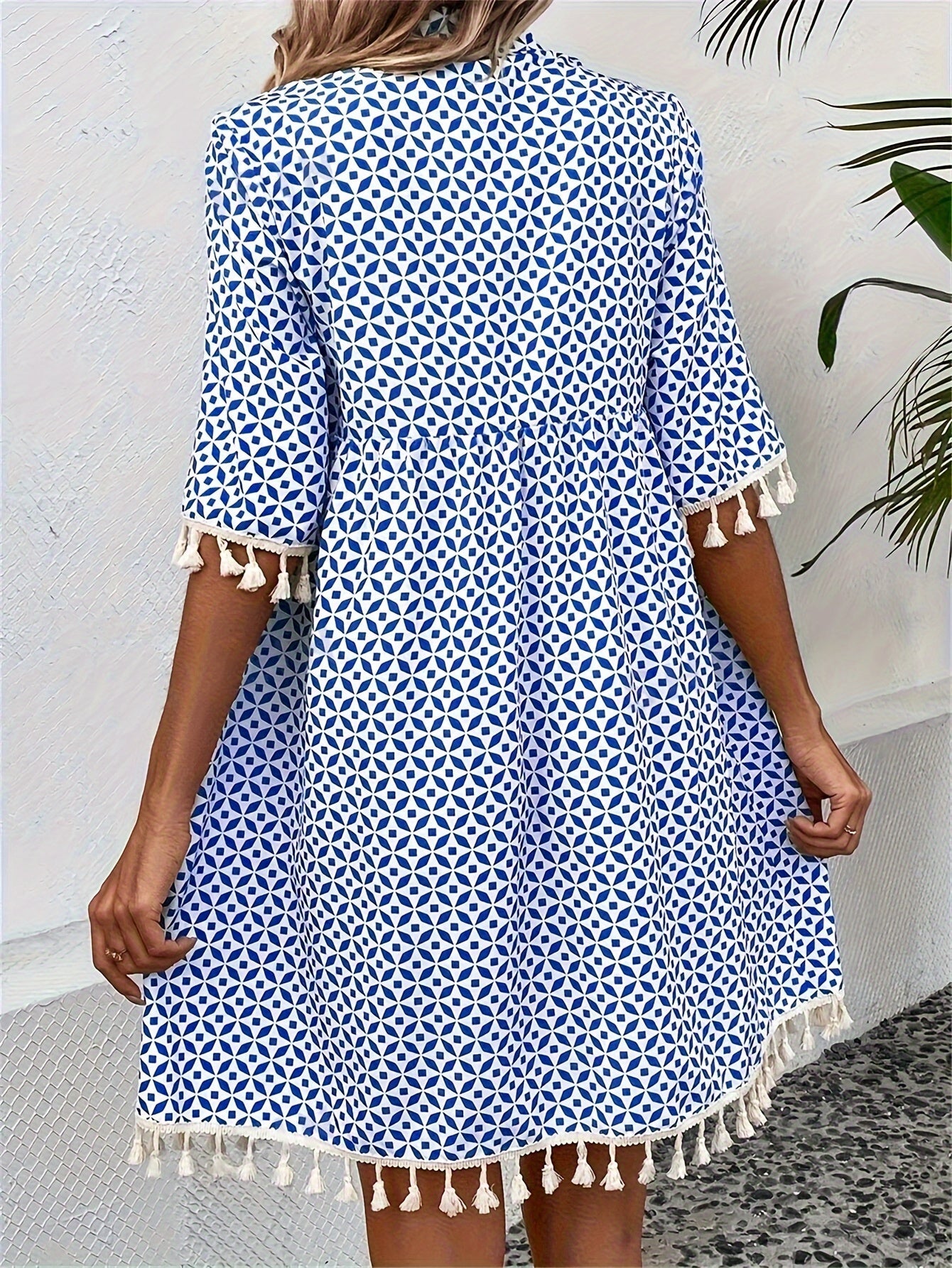 Boho Tassel Mini Dress | Lightweight Printed Cotton | Relaxed Fit Summer Style