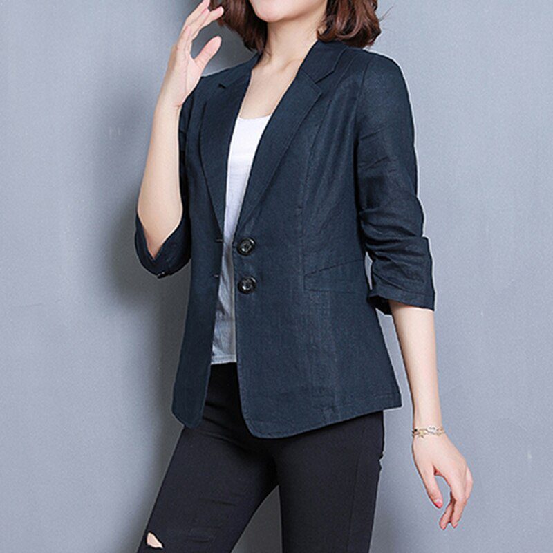 Lightweight Linen Blazer | 3/4 Sleeve | Tailored Fit | Casual Office Wear