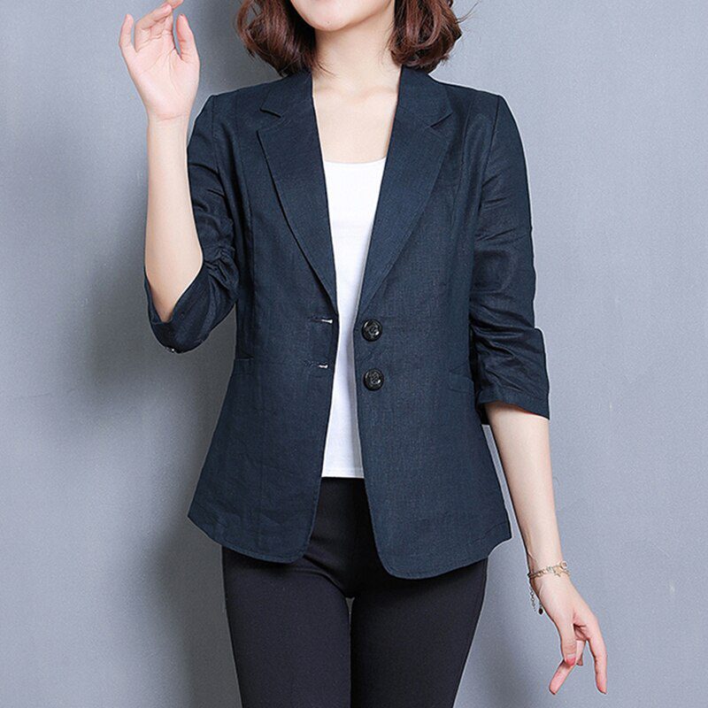 Lightweight Linen Blazer | 3/4 Sleeve | Tailored Fit | Casual Office Wear