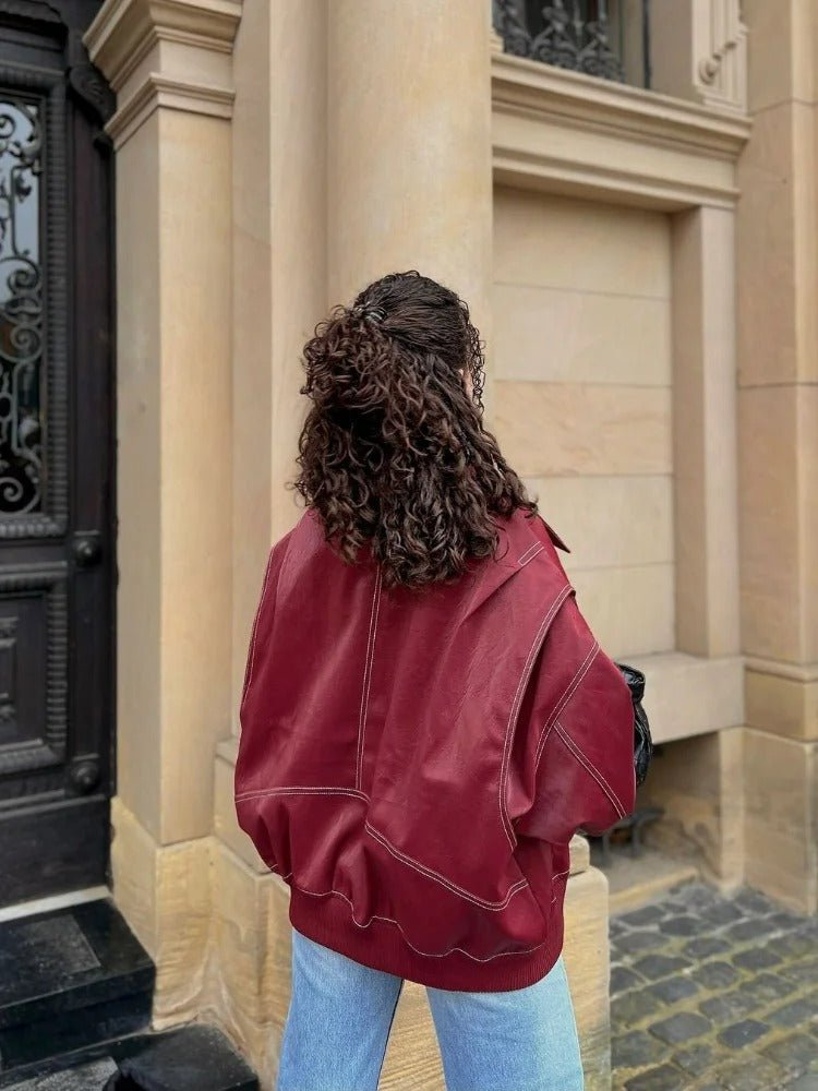 Oversized Faux Leather Bomber Jacket | Relaxed Fit | Vegan Leather | Streetwear Essential