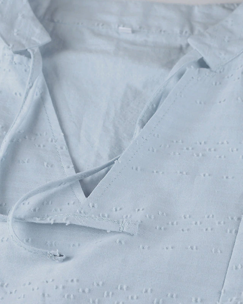 White Cotton Beach Dress | Tunic Style | Lightweight 3/4 Sleeve Cover-Up