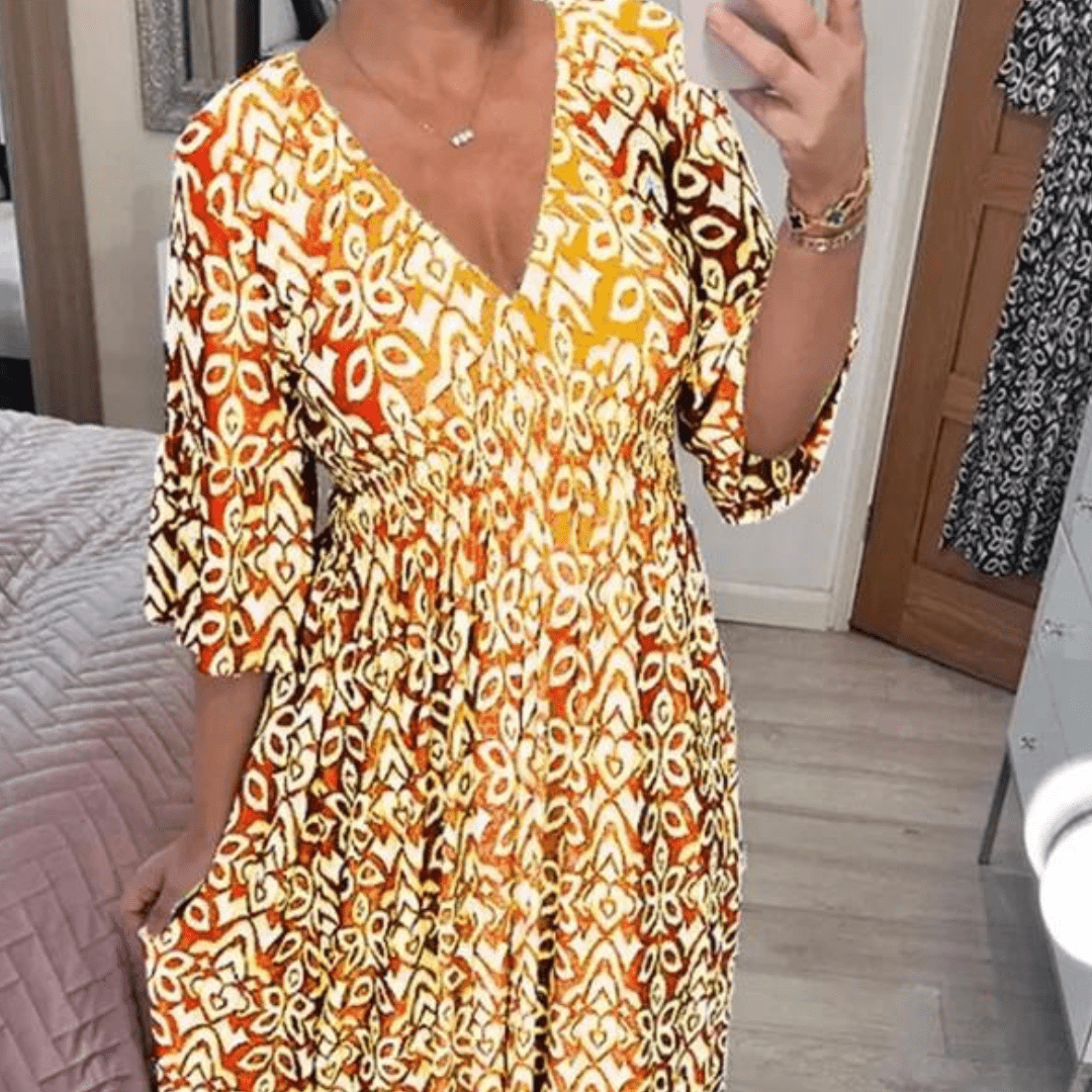 Boho Printed Midi Dress | Relaxed Fit | Lightweight Fabric | Everyday Elegance