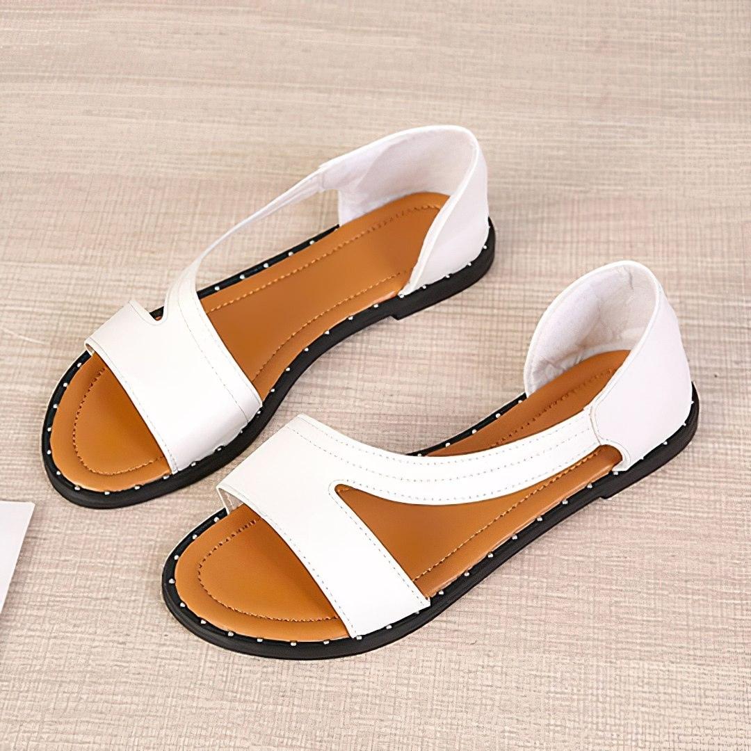 Cut-Out Slip-On Sandals | Flat Comfort Sole | Minimalist Open-Toe Design