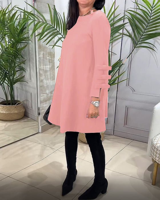 A-Line Long-Sleeve Dress | Chic Bow-Tie Sleeves | Lightweight Fabric | Everyday Elegance