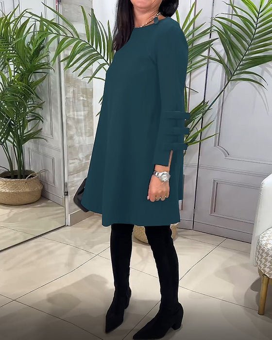 A-Line Long-Sleeve Dress | Chic Bow-Tie Sleeves | Lightweight Fabric | Everyday Elegance