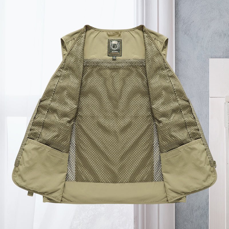 Men's Multi-Pocket Utility Vest | Outdoor Fishing & Hiking Gear | Lightweight Design