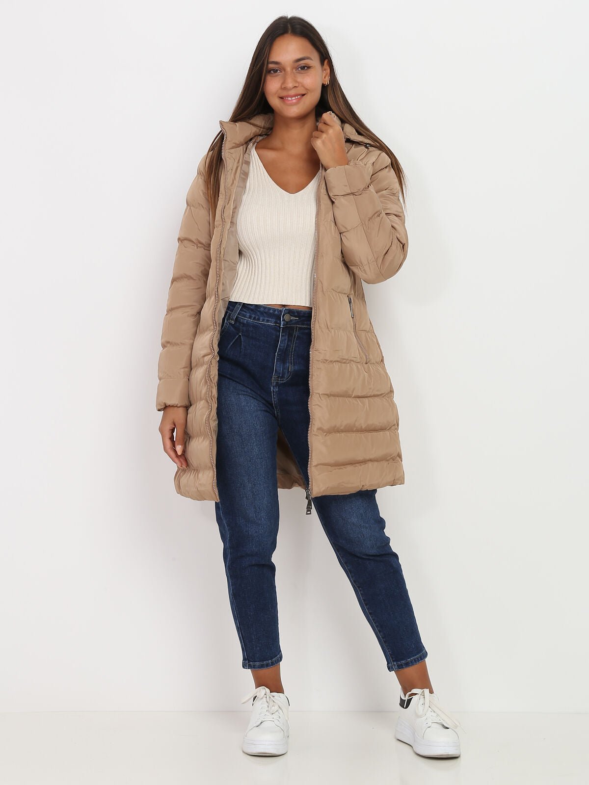 Long Hooded Puffer Coat | Water-Resistant | Polyester Fill | Winter Comfort