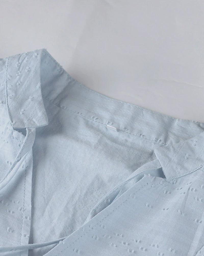 White Cotton Beach Dress | Tunic Style | Lightweight 3/4 Sleeve Cover-Up