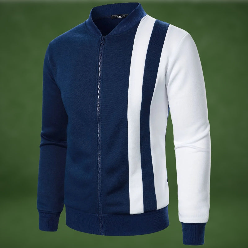 Men’s Colourblock Zip-Up Knit Jacket | Sporty Contrast Design | Lightweight Streetwear Layer