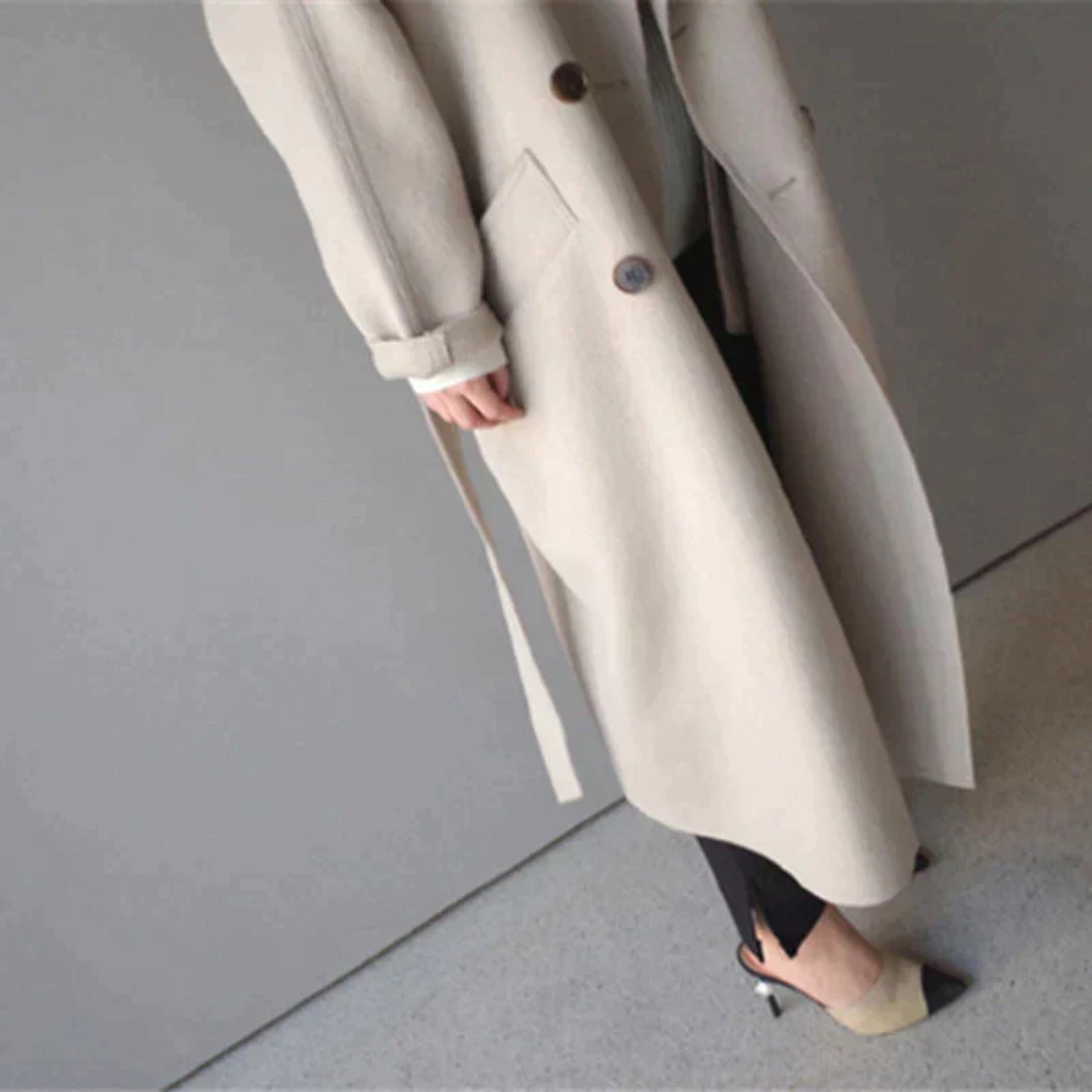 Belted Wrap Coat | Soft Brushed Finish | Oversized Fit with Patch Pockets