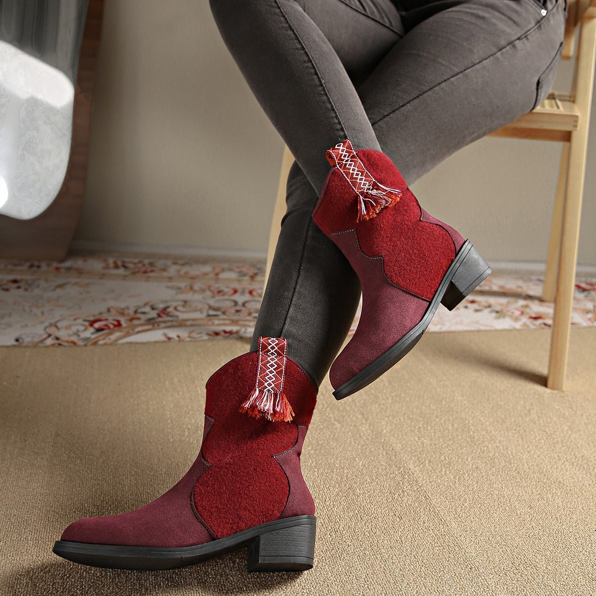 Western Ankle Boots | Faux Suede | Low Heel | Everyday Style