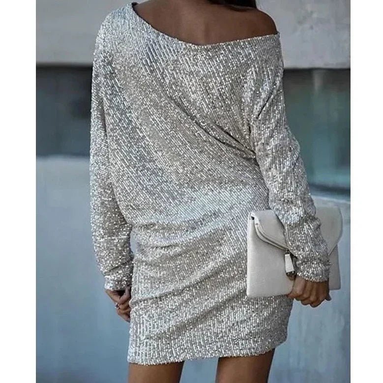 Off-Shoulder Sequin Mini Dress | Elegant Sparkle | Party-Ready Fit