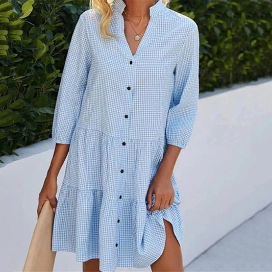 Button-Down Tiered Dress | Relaxed Fit | Lightweight Fabric | Everyday Casual