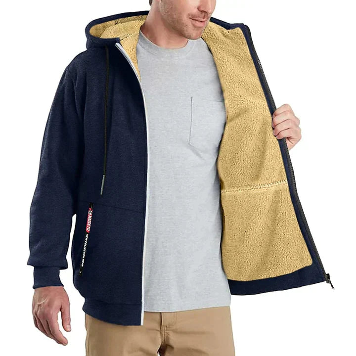 Men's Fleece-Lined Zip Hoodie | Sherpa Interior | Warm Casual Outerwear Canada