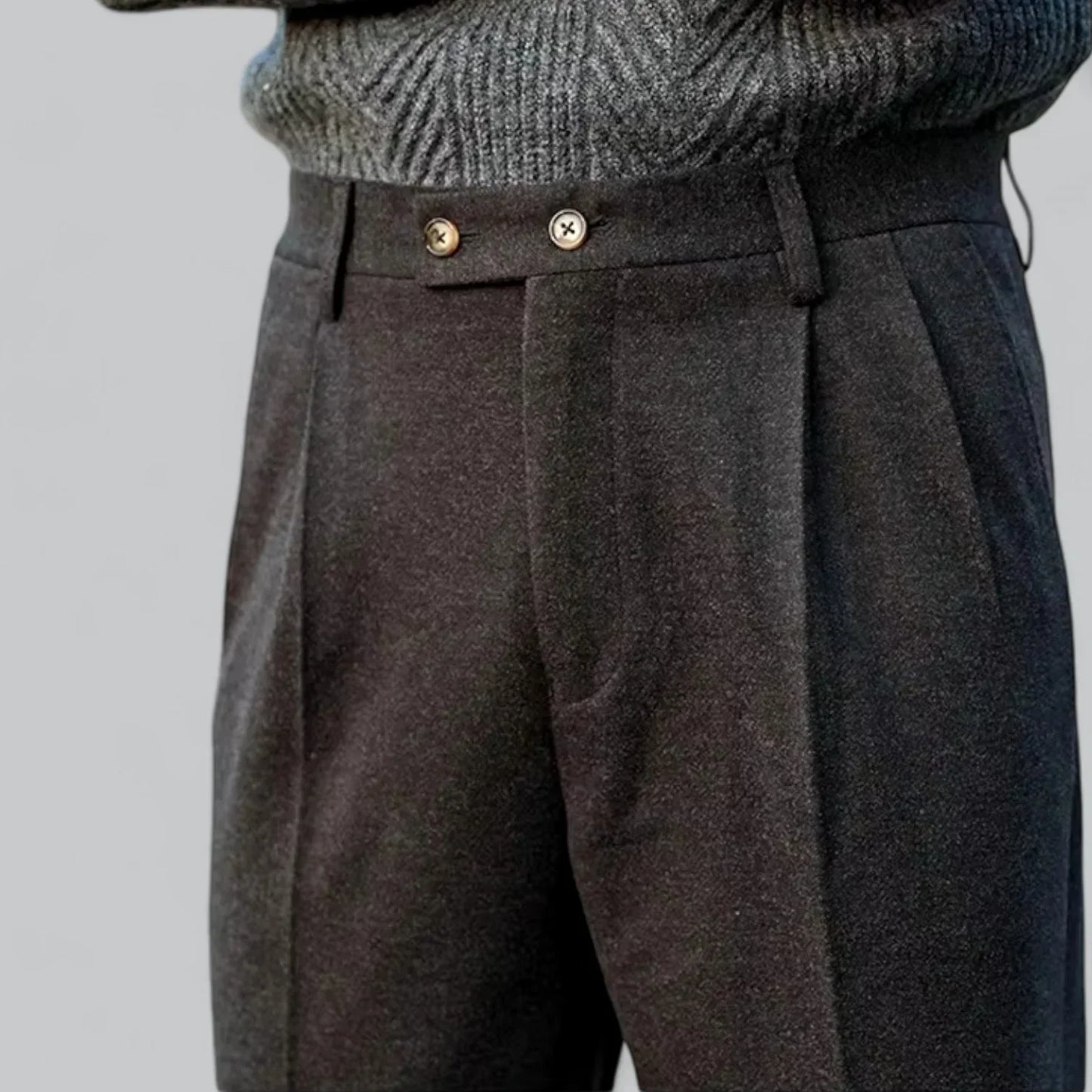High-Waist Wool Blend Trousers | Men’s Tailored Pants