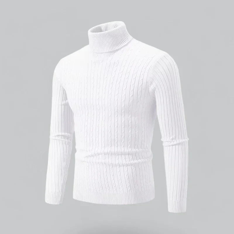 Men’s Ribbed Turtleneck Pullover | Slim Fit Knit | Everyday Winter Essential