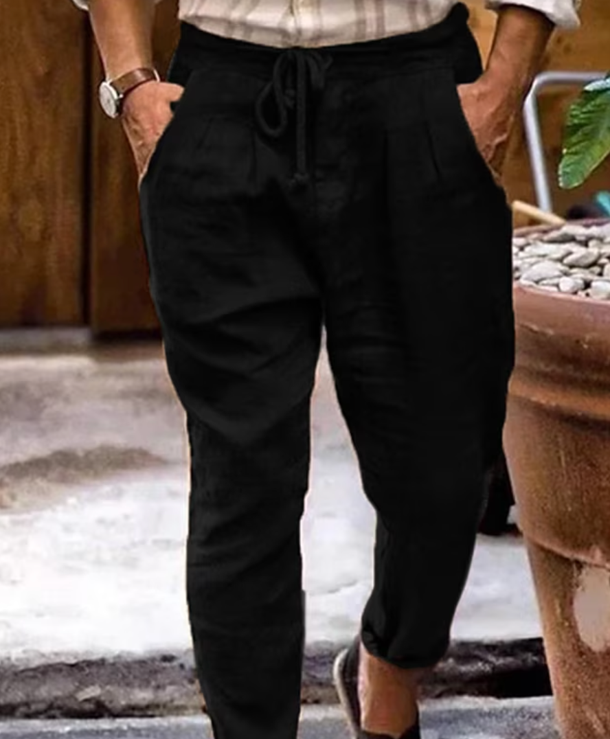 Linen Blend Jogger Pants | Lightweight Drawstring Trousers for Summer