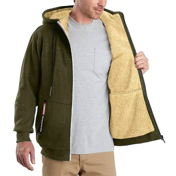 Men's Fleece-Lined Zip Hoodie | Sherpa Interior | Warm Casual Outerwear Canada