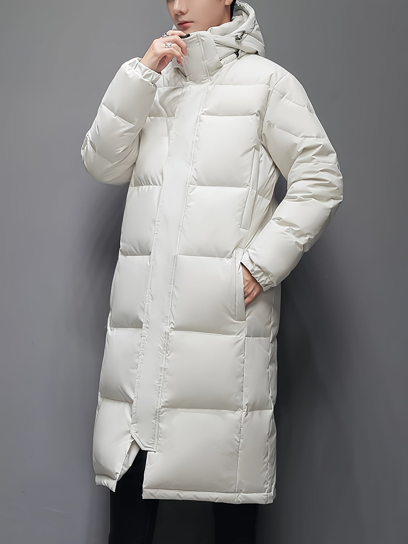 Men’s Long Down Puffer Coat | Full-Length Insulated Winter Parka | Windproof Hooded Outerwear