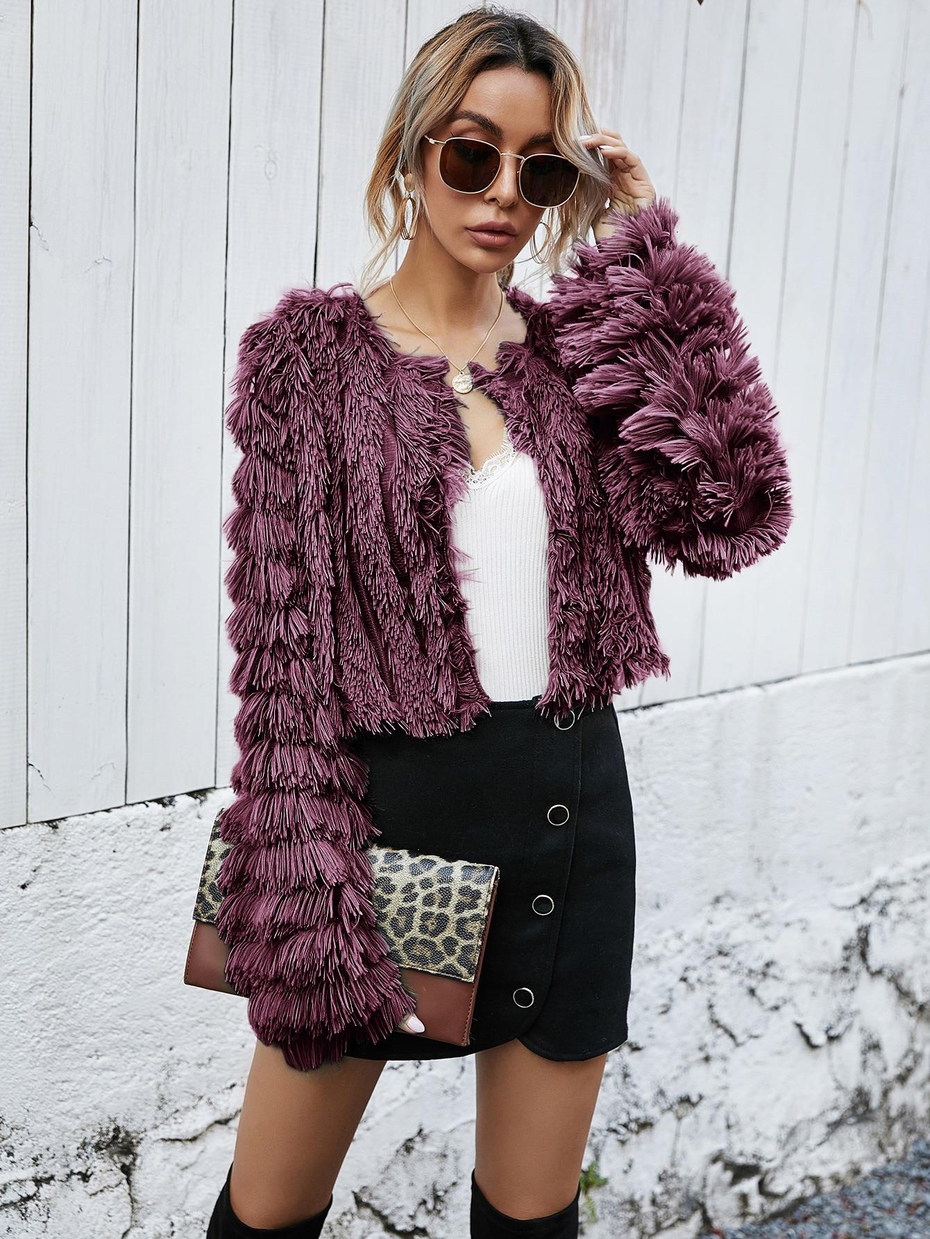 Faux Fur Cropped Jacket | Plush Textured Design | Winter Glam | Evening Wear