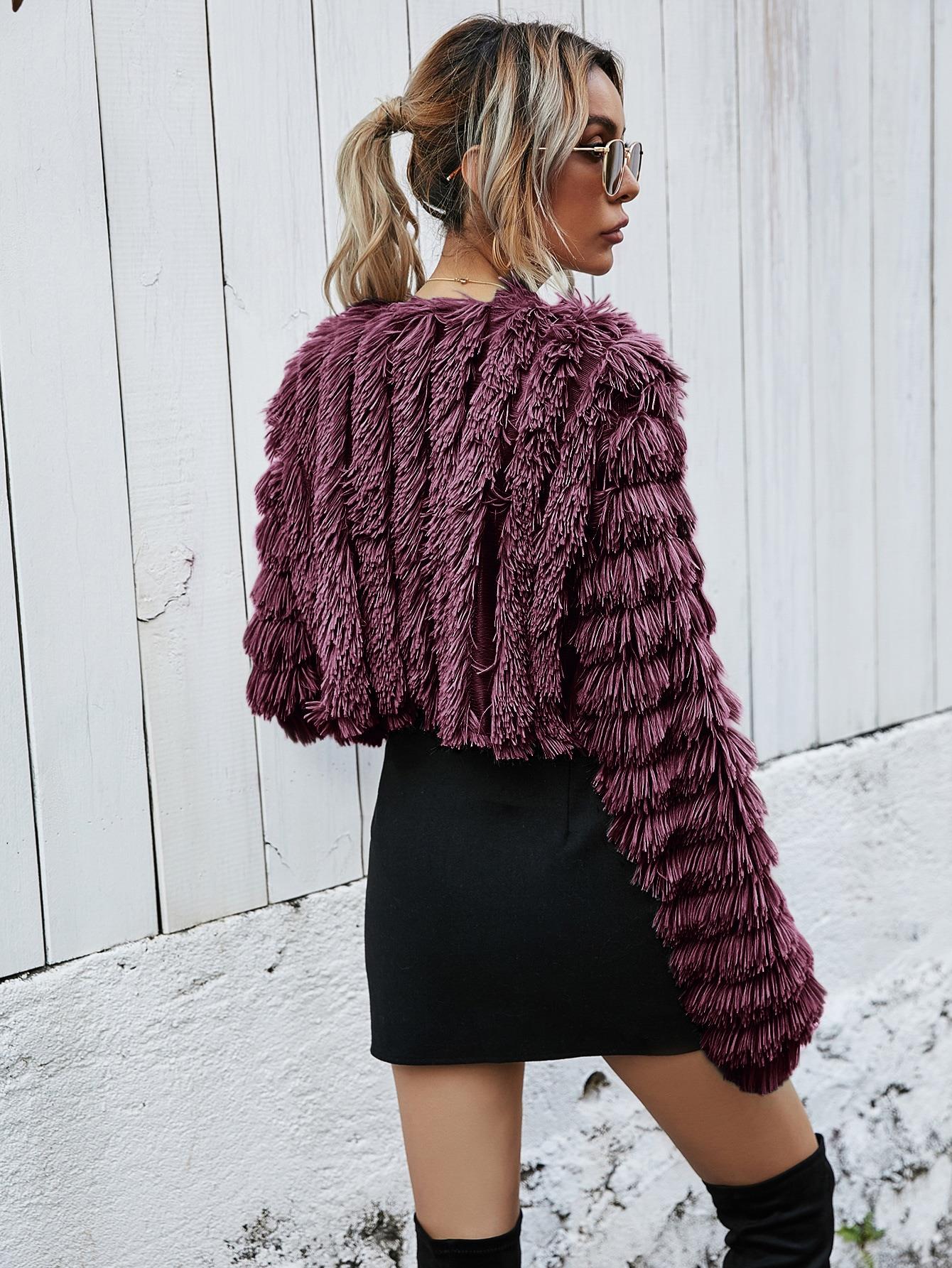 Faux Fur Cropped Jacket | Plush Textured Design | Winter Glam | Evening Wear