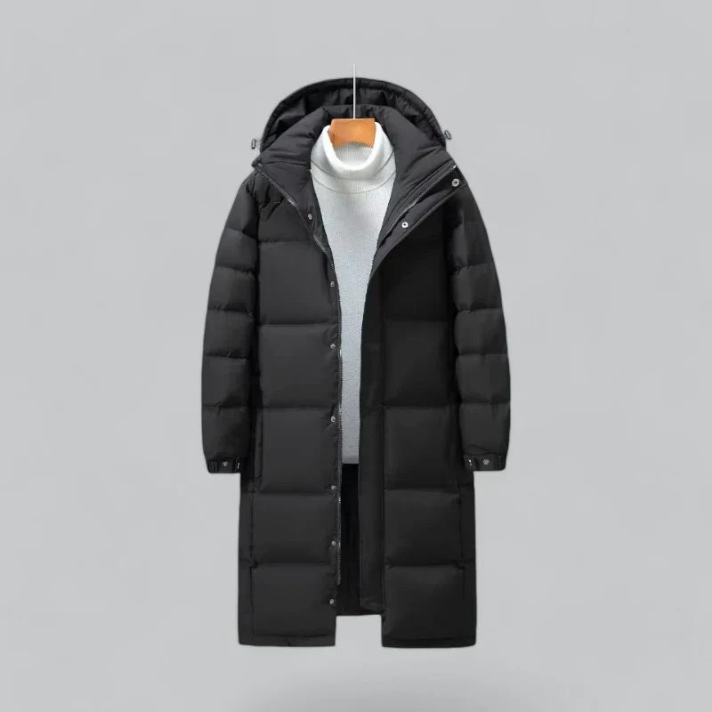 Long Down Puffer Coat | Hooded Winter Parka | Warm Insulated Outerwear